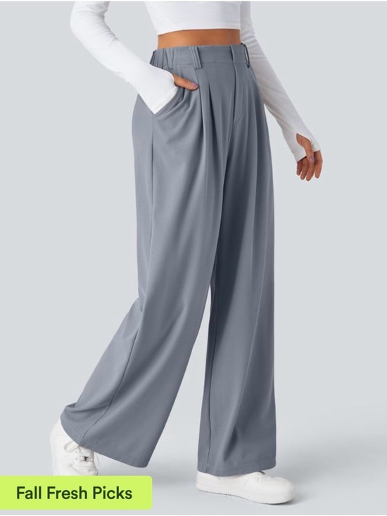 HALARA Pants - Halara Flex High Waisted Pocket Wide Leg Waffle Work Pants Weathervane NEW XS